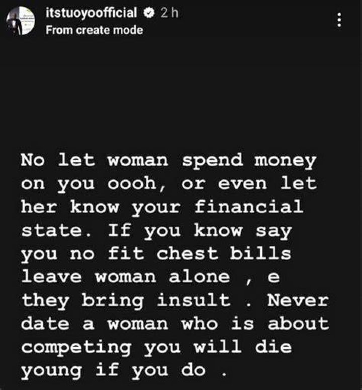 
Don’t Let A Woman Spend Money On You Or Know Your Financial State – BBNaija’s Tuoyo Advises 