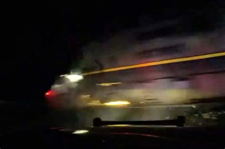 
Video shows train hitting cop car parked on tracks with suspect inside 