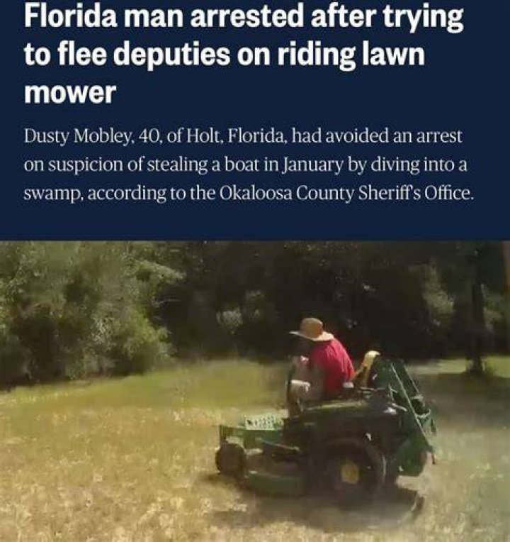 
Who Is Dusty Mobley? Man Arrested After Swamp Diving & Lawn Mower Riding 